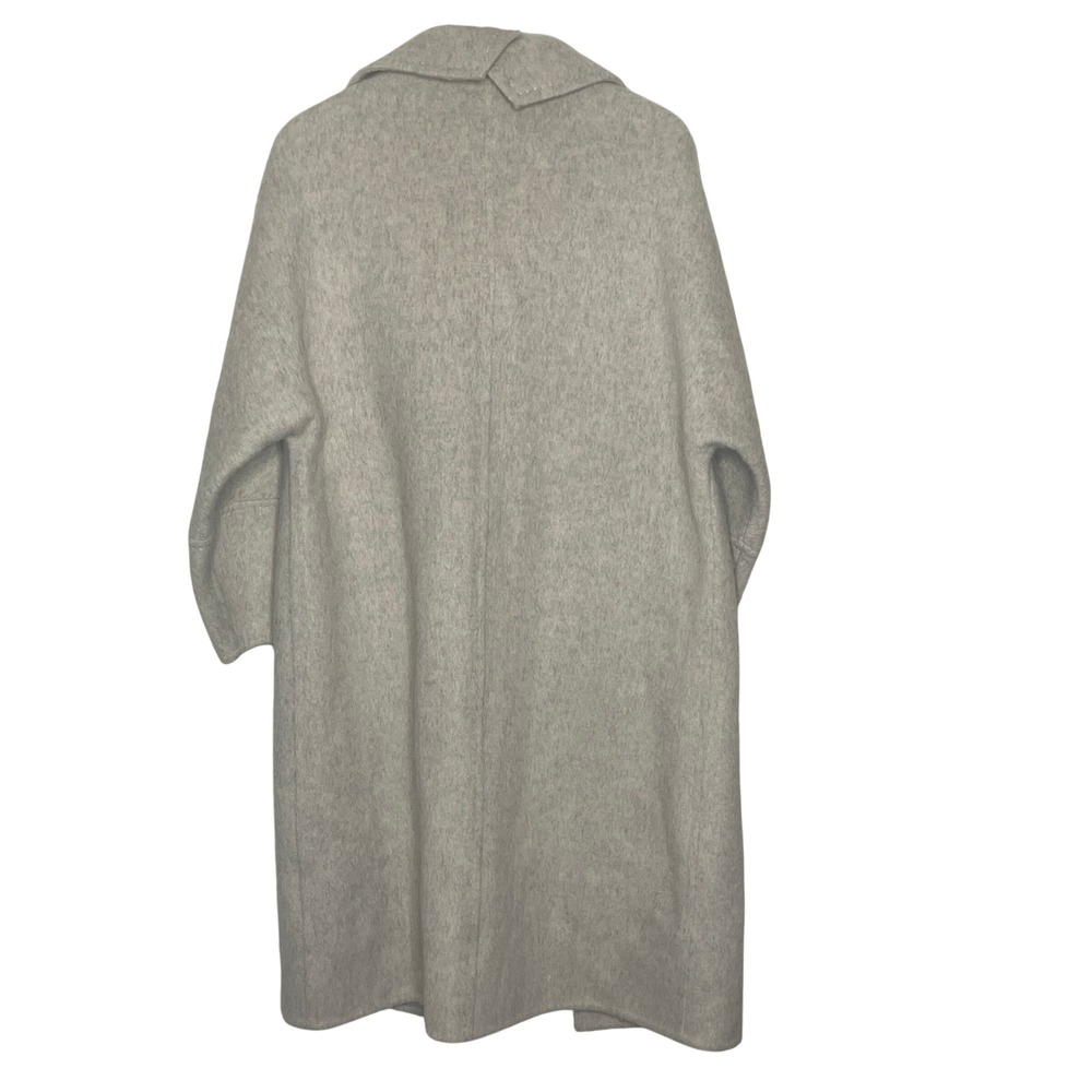 MOTF Premium Wool Blend Longline Overcoat Oatmeal Beige Minimalist Coat Size M - Picture 3 of 11